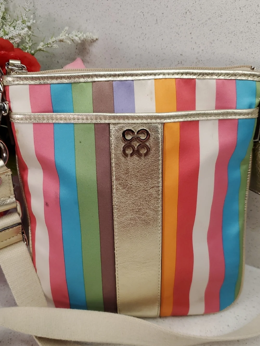 COACH Rainbow Stripe Crossbody Bag